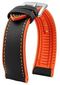 APVMFMKLTG Canvas Nylon gummirem 20 mm 22 mm 24 mm klockband Herr Passar Omega Passform Breitling Passar Avengers Passar Longines-serien Klocktillbehör(Black orange-S pin)