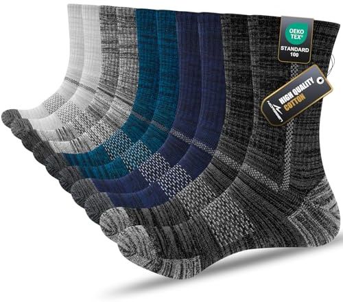 Niorasen Mens Socks, Cushioned Breathable Work Socks, Performance Walking Crew Thermal Sock Men Women for Hiking Running Sports Trainer Athletic Outdoor Trekking 5 Pairs