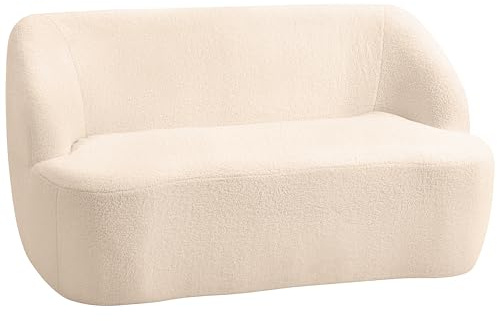HOMCOM Canapé 2 Places canapé en Tissu Bouclette 142 cm avec Dossier et Assise incurvés, entièrement compressé, Sofa Moderne pour Chambre, Appartement, Petit Espace, Aucun Assemblage requis, Beige
