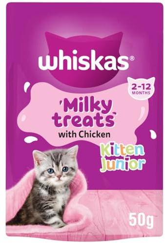 Whiskas Kitten Junior Milky Treats with Chicken, 10 x 50 g (2–12 Months)