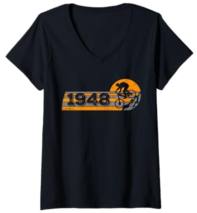 Mujer MTB Bike Ciclista Mountainbike Nacido en 1948 Cumpleaños Camiseta Cuello V