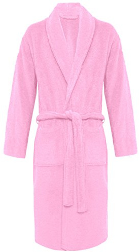 Unisex Egyptian Cotton Bath Robe 100 Percent Luxury Terry Towelling Dressing Gown Soft Hooded or Shawl Collar Housecoat Loungewear for Men and Women Super Absorbent Spa Robe Shawal Pink One Size