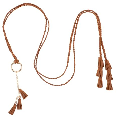 Lurrose Cintura e Decorazione Versatile in Pelle Pu Intrecciata da Donna Color Caffè con Tessitura Intricata per Vari Occasioni e Abbinamenti con Pantaloni