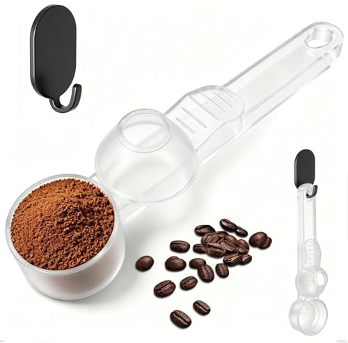 Tupenofif Cucchiaio dosatore per caffè, misurino porzionatore con Imbuto, 2 cucchiai da tavola per Capsule caffè, proteine in Polvere ed Espresso, Accessorio da Cucina in plastica Trasparente,