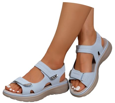 Sandales Femmes Été - Crochet et Boucle Réglables Sandales de Marche Confortable Orthopédique Chaussures Plateforme Scratch Chaussure Respirantes Bout Ouvert Sandale de Plage