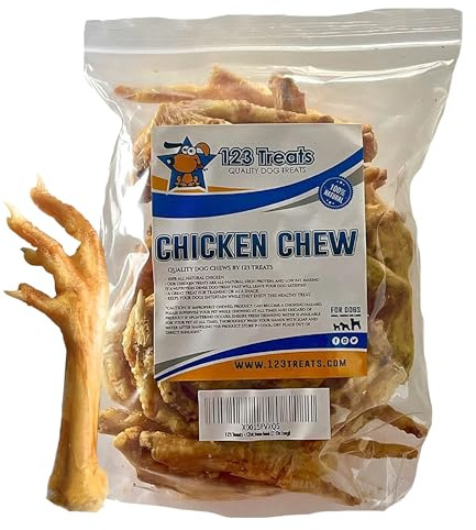 123 Treats Chicken Feet Dog Treats – 100% Natural Baked Chicken Feet for Dogs, Single Ingredient Chew Snacks, Support Joint & Dental Health | Excellent Source of Chondroitin (7 Ounces)