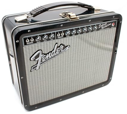 AQUARIUS Fender Amp Large Fun Box - Sturdy Tin Storage Box with Plastic Handle & Embossed Front Cover - Officially Licensed Fender Merchandise and Collectible Gift for Kids, Teens & Adults, Black, 3