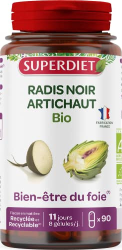 SUPERDIET - RADIS NOIR ARTICHAUT BIO – Bien-être du foie – Phytothérapie – Fabrication française – 90 gélules