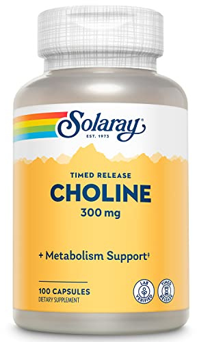 SOLARAY Choline, Two-Stage Timed Release 300mg, Non-GMO, 100 VegCaps