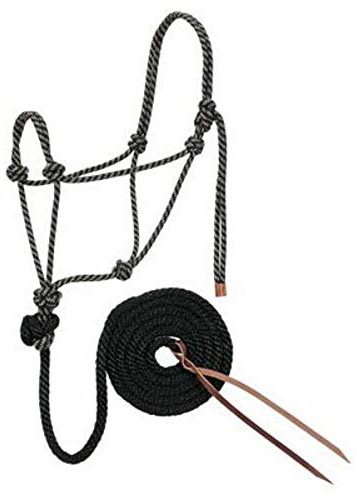 Weaver Leather Diamond Braid Rope Halter and Lead, Black/Tan/White