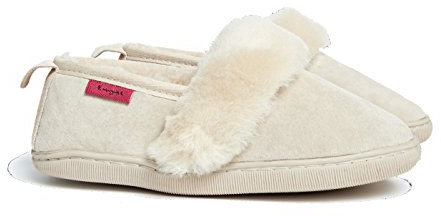 Reissner lammskinnstofflor Rhodos av 100 % merino lammskinn från Australien med fluffig pälskrans, Beige, 42 EU