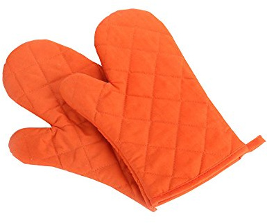 Nachvorn Oven Mitts, Premium Heat Resistant Kitchen Gloves Cotton & Polyester Quilted Oversized Mittens, 1 Pair Orange