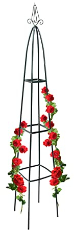 4X Rankturm, Garten Obelisk, freistehende Rankhilfe für Kletterpflanzen, Ranksäule, Metall, HBT 192 x 35 x 35 cm, grün