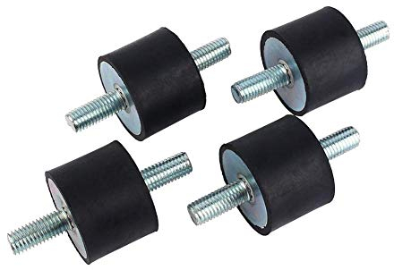 4Pcs M10 Rubber Bobbin Mount Anti Vibration Mounts Shock Absorber Rubber Isolator Bobbin Mounts with Double Screw Studs for Air Compressors, Engines, Gasoline Engines, Water Pumps