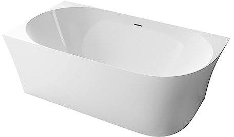 BERNSTEIN - Baignoire d'angle semi-îlot acrylique salle de bain montage à gauche - Garantie 5 ans - Blanc brillant - 170x78x60cm - NOVA SLIM LINE