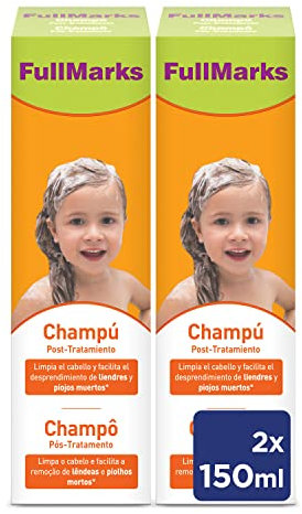 Full Marks Champú Post-Tratamiento Piojos, Limpia el cabello y elimina los rastros de la loción/spray contra los piojos - 2x150 ml