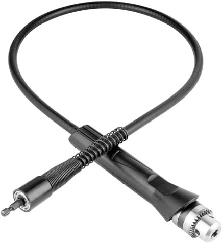 Jazooli Flexible Drill Bit Extension Shaft | Drill Bit Holder - 1.2m/48 Bendy Drill Bit Extension, 1-10mm Capacity Keyed Metal Chuck, Max 3000rpm - Chuck Key Included