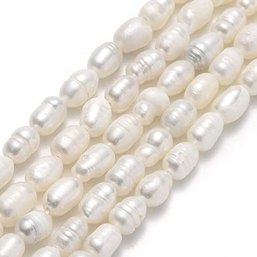Boutigem About 55~57pcs/Strand Oval Pearl Beads Baroque Irregular Cultured Freshwater Pearl Beads Strand Loose Beads for Jewelry Making