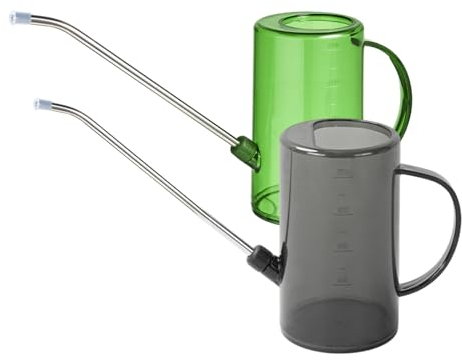 2er Pack Edelstahl Langer Auslauf Giesskanne,Minging1L Blumengießkanne Klein Garten Gießkanne Kunststoff Watering Can für Haus Bonsai Gartenblume Outdoor-Pflanzen Giesskanne für Zimmerpflanzen