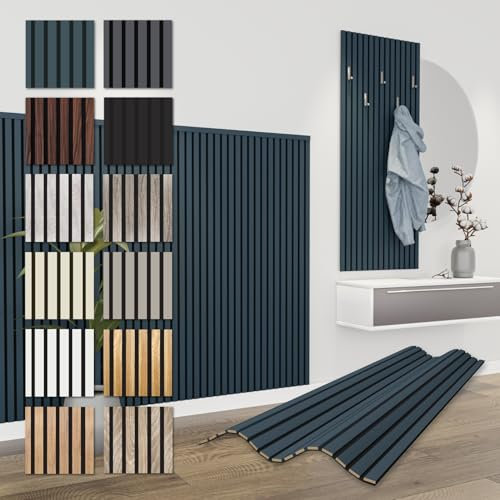 HEXIM Akustikpaneele 138,5x60cm - flexible Lamellenwand Holz MDF Wandpaneele Lamellenverkleidung Wandverkleidung Innendekoration schalldämmend (8 Paneele / 6,64 m² Ocean - APH04)