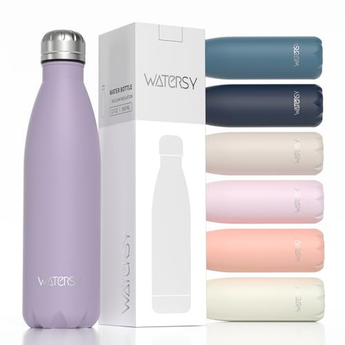 WATERSY Trinkflasche Edelstahl 500 ml, Thermosflasche Kinder，BPA-Frei Thermo Trinkflaschen Kalt&Warm Auslaufsicher Metall，Wasserflasche Doppelwandig Sport Gym Dunkel Blau für Sprudel