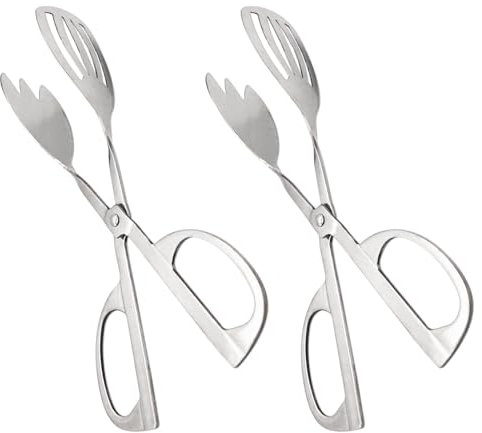 Salatzange mit Scherengriffen Buffetzange Servierzange 2 Stück Edelstahl Party Catering Speisen Kuchenzange für Party Büfett, Salat, Barbecue, Kochen, Backen