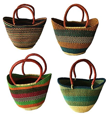 Large Yikene Shopper - Ghana Bolga Basket Fair Trade - 16-19 Across (Colors Vary) 1 EA