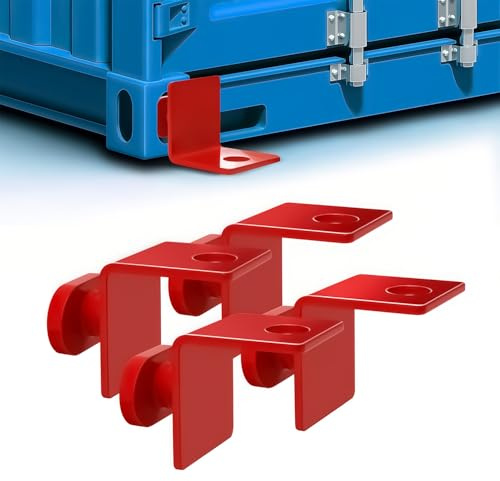 4 Pack Shipping Container Anchors, Shipping Containers Side Twist Lock, Shipping Container Tie Downs, Shipping Container Accessories for Anchoring to Rock Floor or Cement (Red)