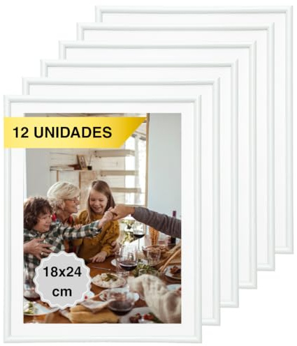 MARCOFOTO Set de 6 Marcos de Fotos - Marco Para Cuadros - Marco de Fotos - Marcos Fotos Pared con Cristal - Marco Fotos - Marcos de PVC - Color Blanco 20X25