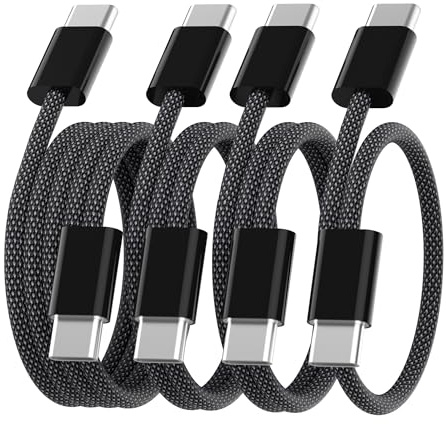 Anysea Cable USB C vers USB C Charge Rapide：60W [2M+1M+1M+0.5M] Cable Type USBC vers USBC Nylon Tressé Chargeur Cordon Compatible avec iPhone 17 16 15 Pro Max Samsung S25 S24 iPad MacBook Pro/Air