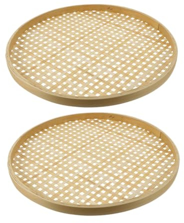 UKCOCO 2 pezzi Scolapasta in Bamboo Bassi per Conservazione Uova Verdure e Frutta Facili da e Adatti Cucina e Casa