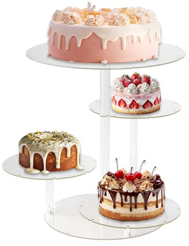 QZDAFFIC Soporte para tartas de acrílico con 4 niveles para tarta, soporte para cupcakes, soporte para pasteles para boda, cumpleaños, fiesta, baby shower, graduación, aniversario