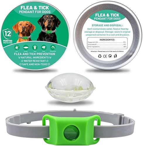 Aquality Pets Collare Antiparassitario Naturale,Ciondolo repellente per pulci e zecche per cani,protegge da pulci e zecche (Verde)