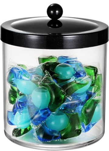 SheeChung 50oz Large Plastic Apothecary Jar with Black Stainless Steel Lid