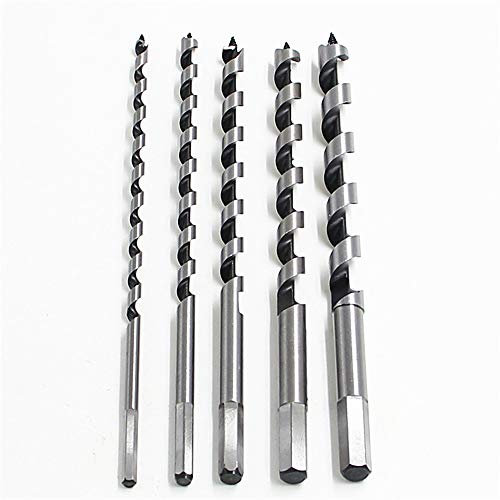NUZAMAS Taladro extra de madera dura con 4 brocas de 230 mm de largo, 6 mm, 8 mm, 10 mm, 12 mm, 14 mm, vigas de madera, cortador de agujeros en espiral con acero al carbono, vástago hexagonal