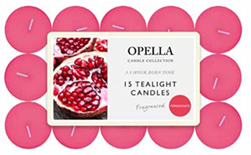 OPELLA Scented Tea Lights Pack of 15 Various scents Candles tealights Fast Post (Pomegranate)