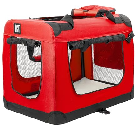 KCT Medium Red Fabric Pet Carrier Crate Travel Transport Bag for Cats and Dogs
