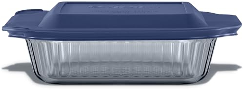 Pyrex Farbige Backform aus getöntem Glas mit BPA-freiem Deckel, längliche Backform für Kasserolle und Lasagne, spülmaschinen-, gefrierschrank-, mikrowellen- und vorgeheizt, ofenfest, rauchfarben, 20,3