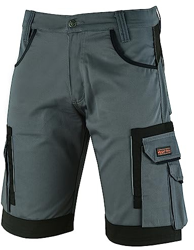 WrightFits® Olympian Work Shorts Men Safety Combat Summer Cargo Shorts Multi Pockets Triple Stitched Heavy Duty Durable Workwear Combat Short for Men UK(34w) Grey
