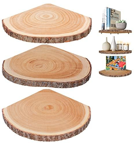 ShineZoom Corner Floating Shelves（3Pcs Wood Corner Shelf Rustic Corner Shelves Wall Corner Shelf for Decor/Storage/Kitchen/Bedroom/Office/Living Room