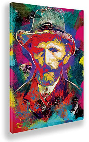 Giallobus - Gemälde - Van Gogh Pop Art Selbstporträt - Leinwand mit Standardrahmen - 70x100 - Bereit zum Aufhängen - Moderne Gemälde für zu Hause