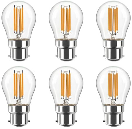 Jiotouhu 4W Bombilla LED de filamento con casquillo G45 B22, 2700K Blanco cálido, 400Lm, bombilla vintage, no regulable, lote de 6
