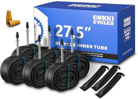 Corki Cycles MTB Bicycle Tubes Fit 27.5 Inch x 1.75/1.95/2.1/2.125/2.4 Mountain Bike Inner Tire Tubes with 48mm Presta(French) Valve,6 Pack