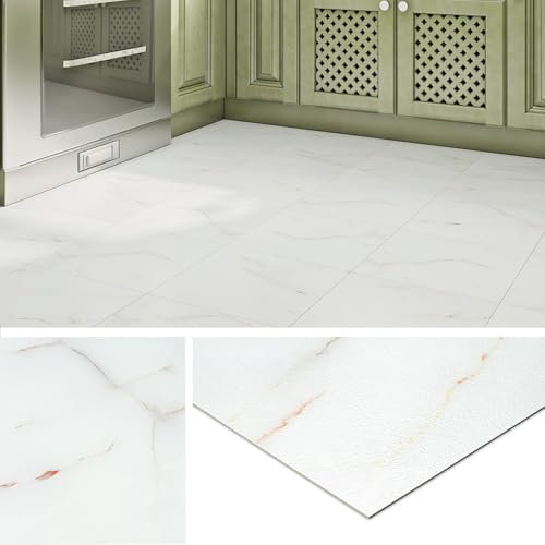 Livelynine Vinylgolv Självhäftande Marmor Vit Rosegold PVC Golvbeläggning Självhäftande Kakel Look 30x30CM Golvplattor Självhäftande Badrum Kök Vattentätt PVC Golv Självhäftande Hall, 4 plattor