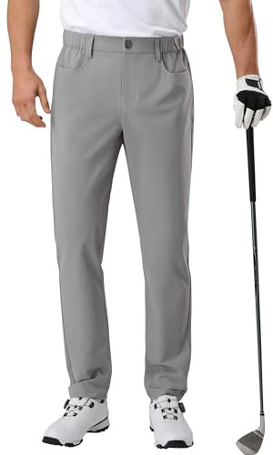 Pioneer Camp Herren Golfhose Stretch Atmungsaktiv Lang Golf Pants mit Elastischer Bund und 3 Funktionelle Taschen Grau Größe:34