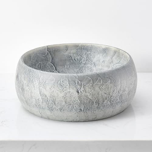 NATURFLAIR Badrumskeramik tvättställ toppmonterat tvättställ FCH5406 rund 390 x 155 mm handgjorda tvättskålar betong grå ..