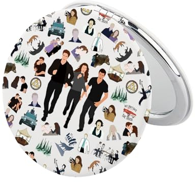 KEYCHIN Twilight Movie Taschenspiegel Edward und Belle Fans Geschenke Vampir Girl Compact Make-up Spiegel Twilight Charakter Merchandise (Edward-White)