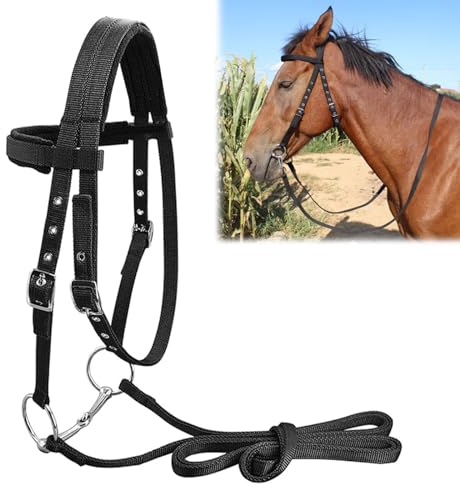 Trensenzaum, Fachmann Trense Gebisslose Trense Pferd Zaumzeug Pferd Halfter Knotenhalfter Zügel für Pferd, Mittlere Größe