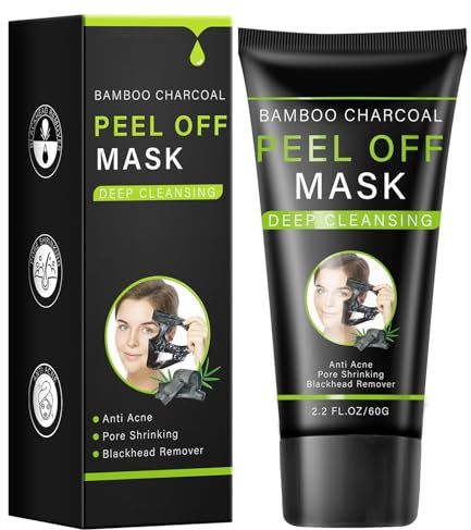 Bamboo Charcoal Peel Off Mask, Blackhead Remover Peel Off Mask Charcoal Face Masks for Deep Cleansing