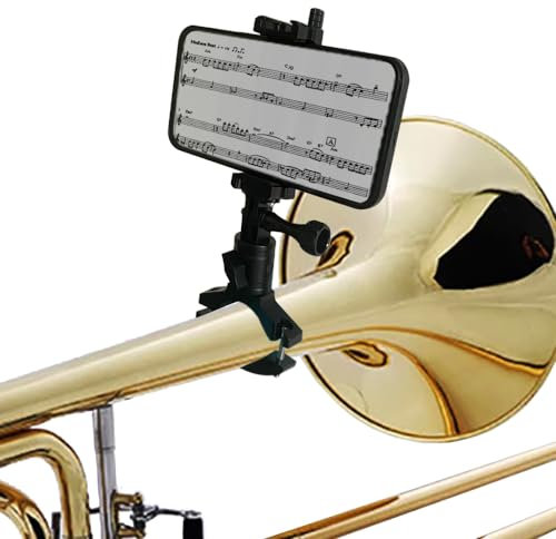 Smallan Musical Instrument Phone Stand for Marching Snare Drum and Bass Drum, Adjustable Snare Drum Phone Lyre for Marching Drum Accessories (Black, for Trombone)